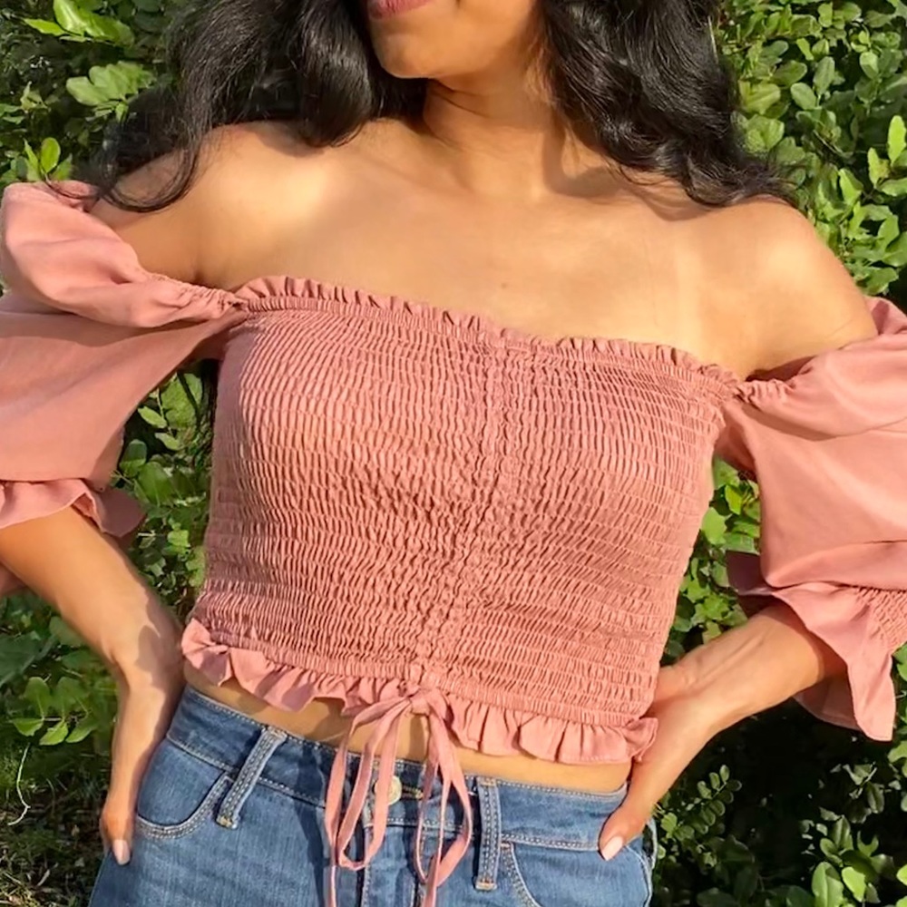 Pink cute crop top